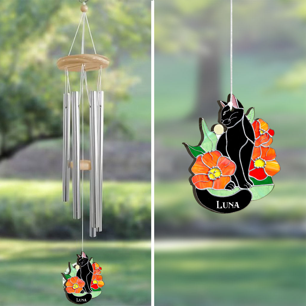 Black Cat - Personalized Black Cat Wind Chime