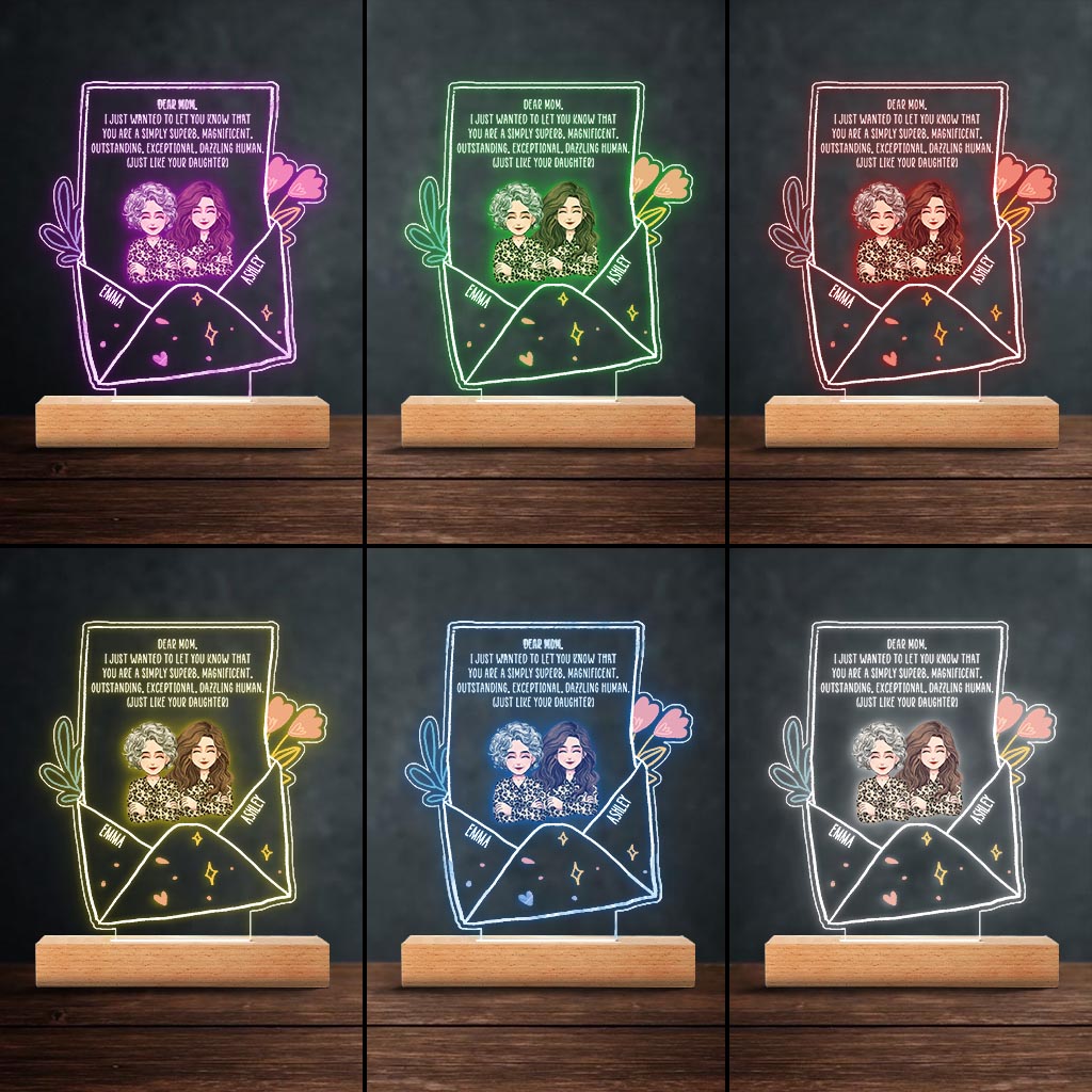 Dear Mom - Personalized Mother's Day Mother Shaped Plaque Light Base