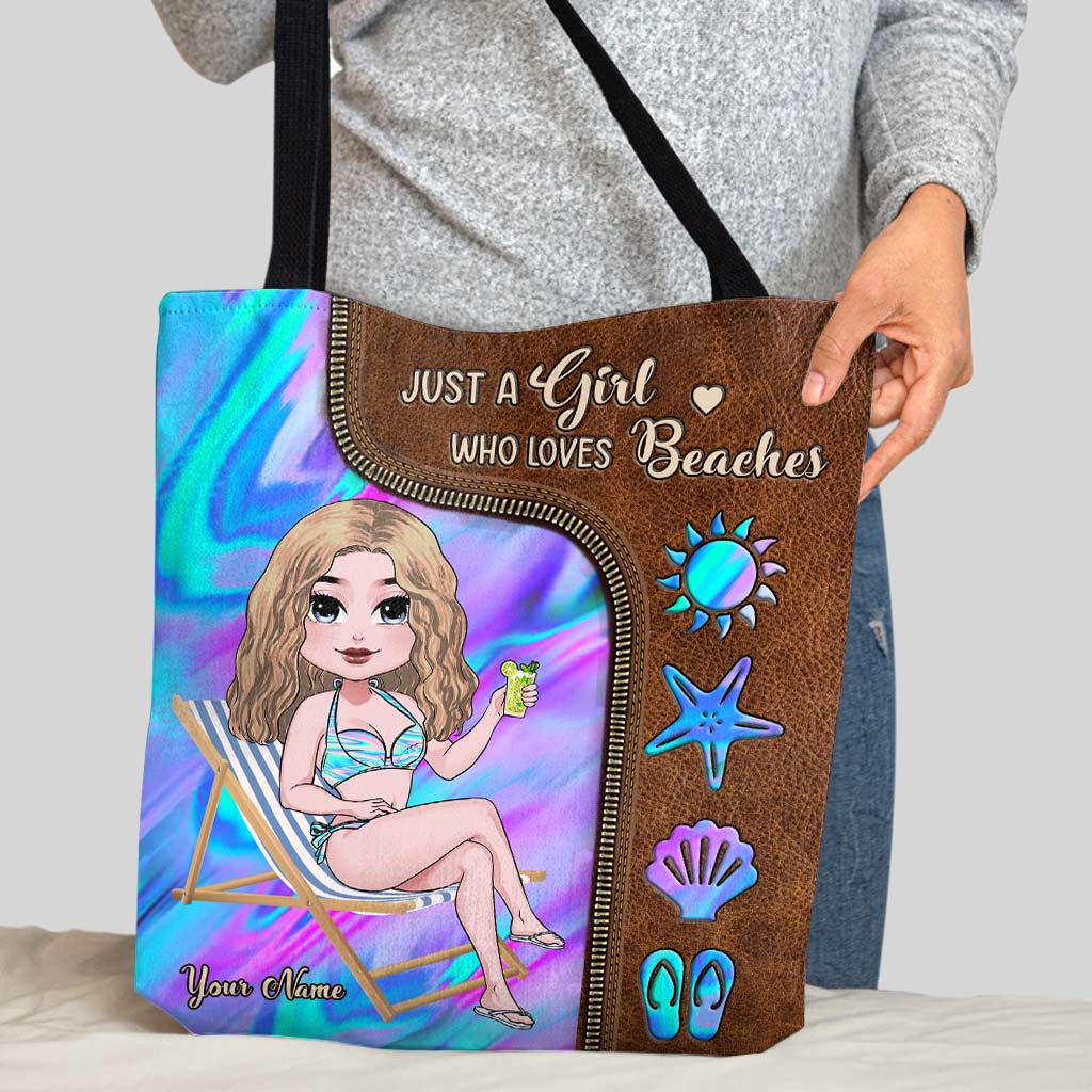 Just A Girl Who Loves Beaches - Personalized Sea Lover Tote Bag