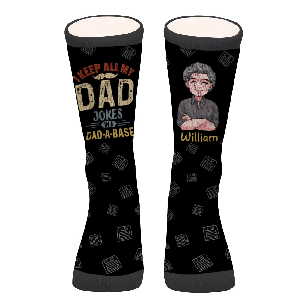 I Keep All My Dad Jokes - Personalized Father's Day Father Socks