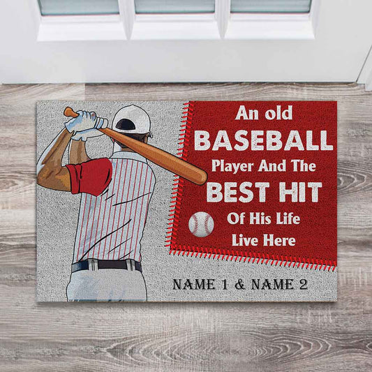 An Old Baseball Player Personalized Doormat