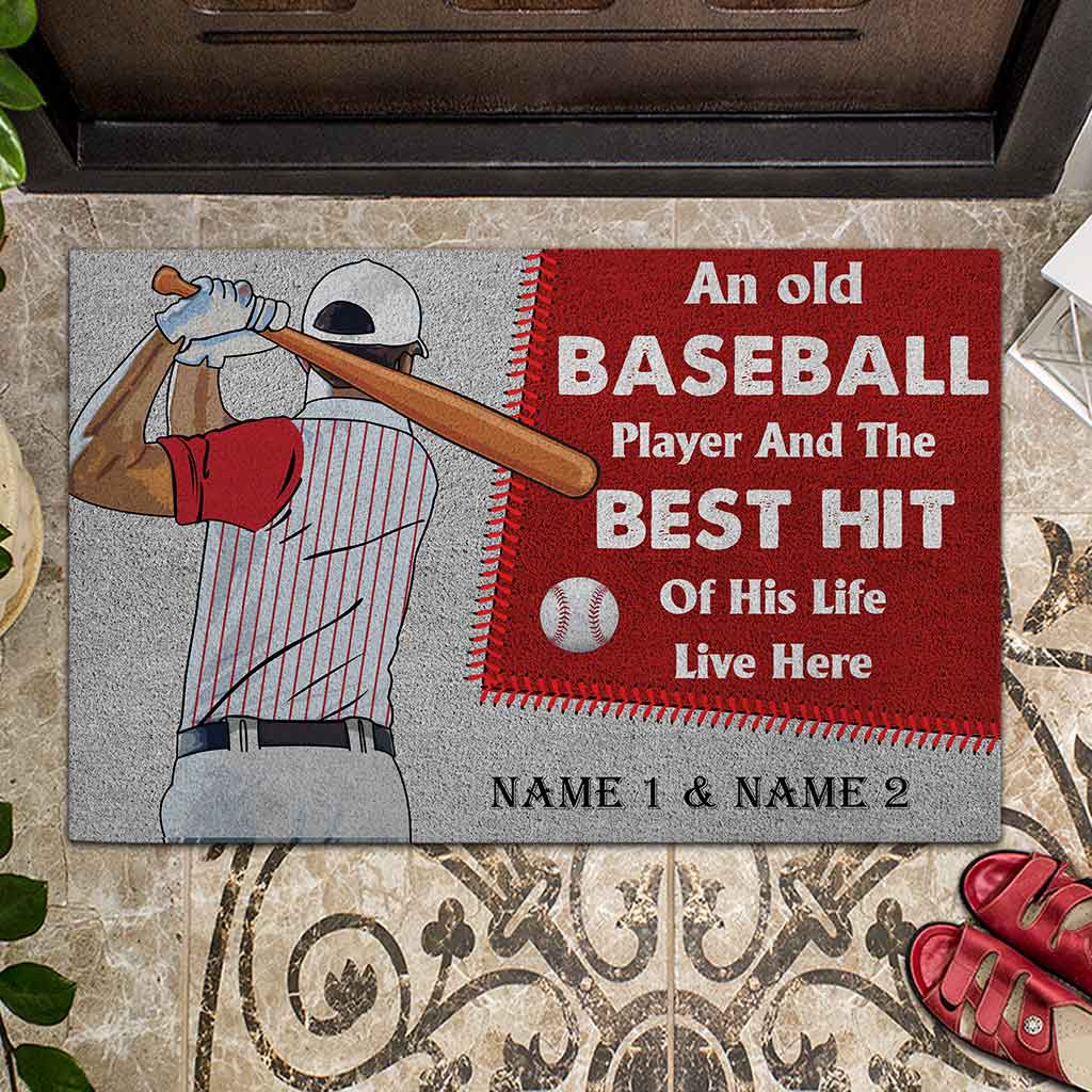 An Old Baseball Player Personalized Doormat