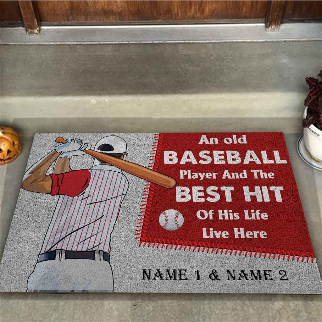 An Old Baseball Player Personalized Doormat