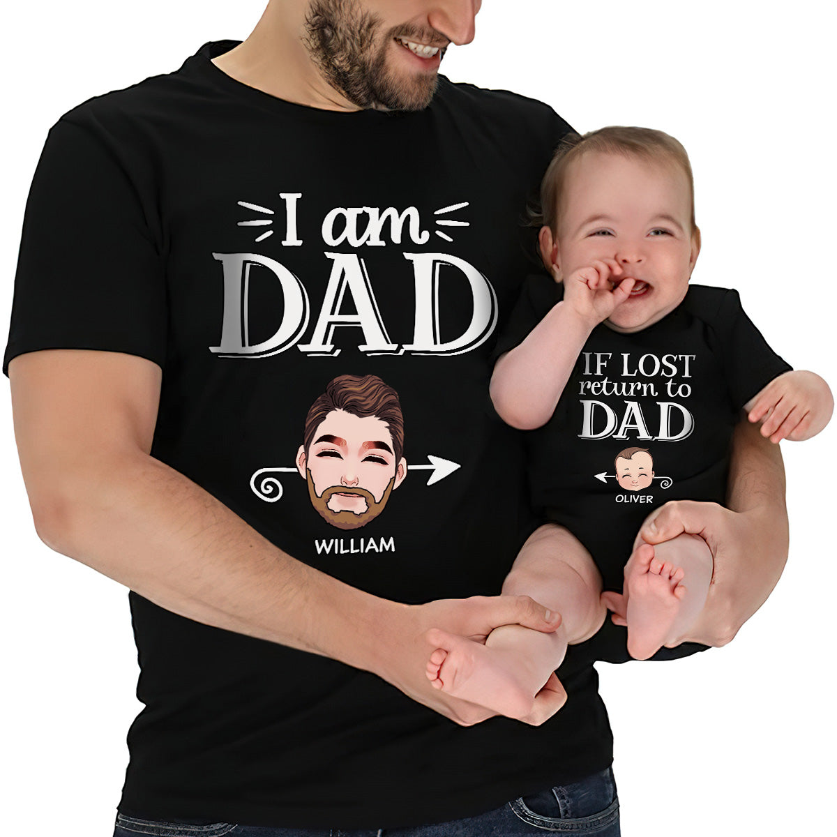 If Lost Return To Dad - Personalized Father T-shirt And Baby Onesie