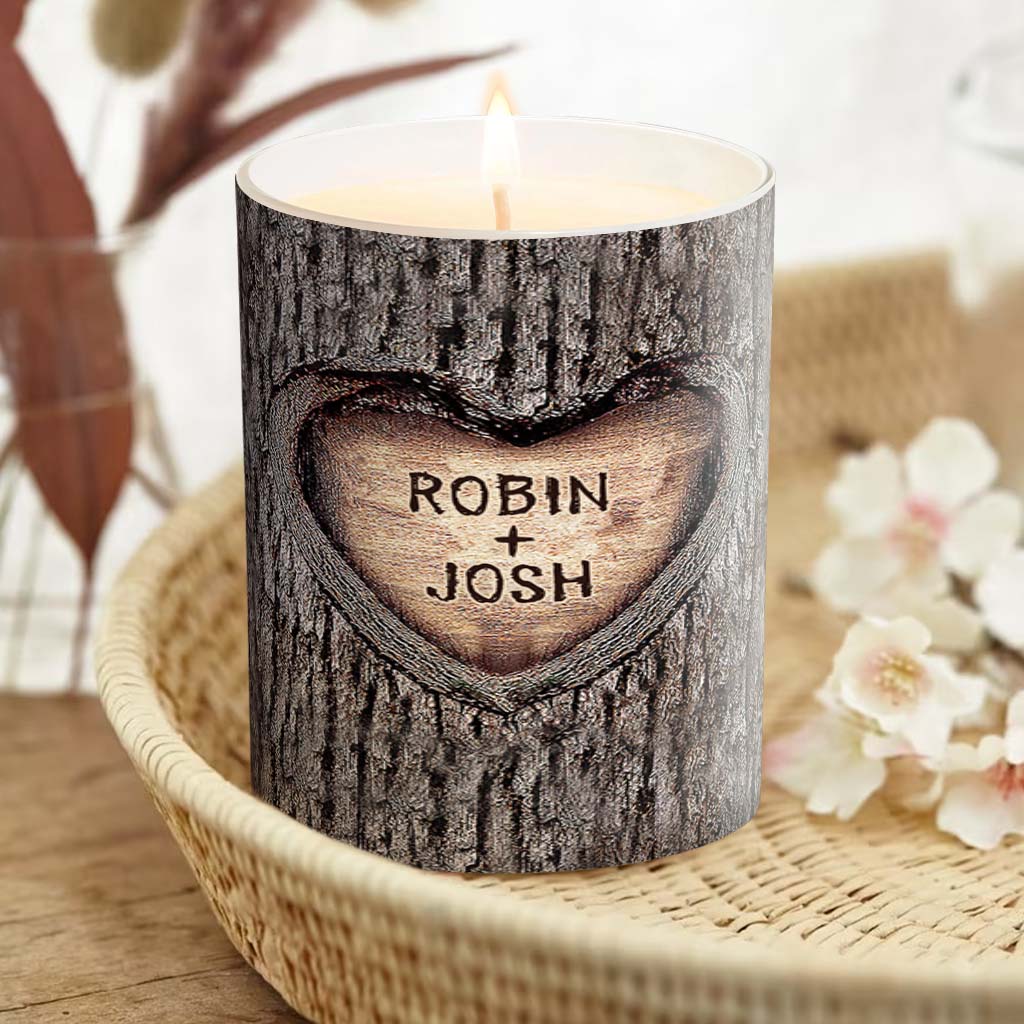 Couple - Personalized Couple Candle With Wooden Lid
