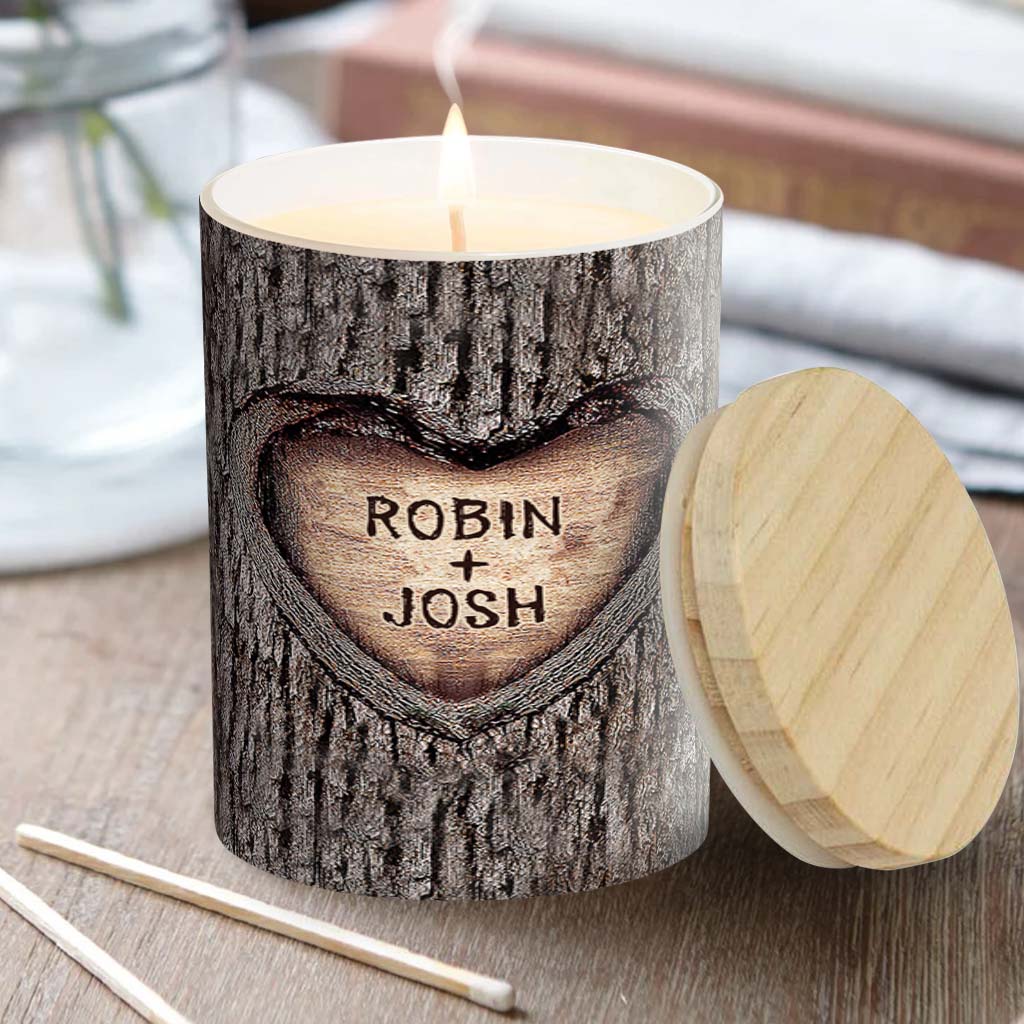 Couple - Personalized Couple Candle With Wooden Lid