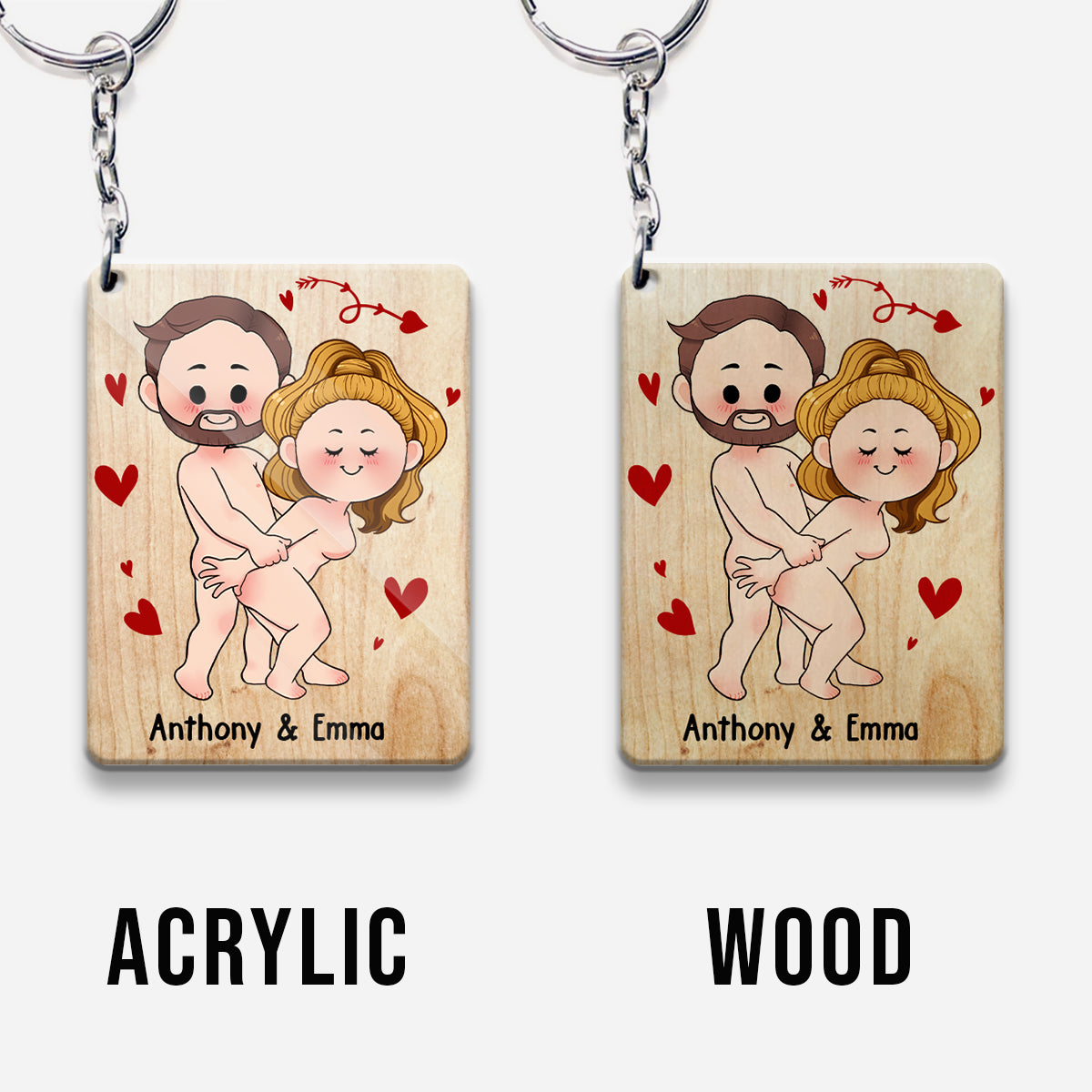 I Love You - Personalized Couple Keychain (Printed On Both Sides)