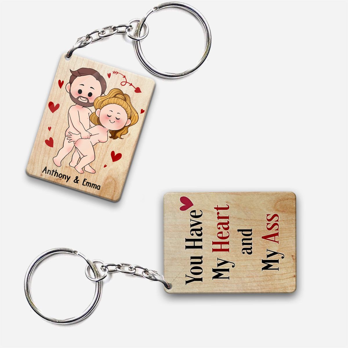 I Love You - Personalized Couple Keychain (Printed On Both Sides)