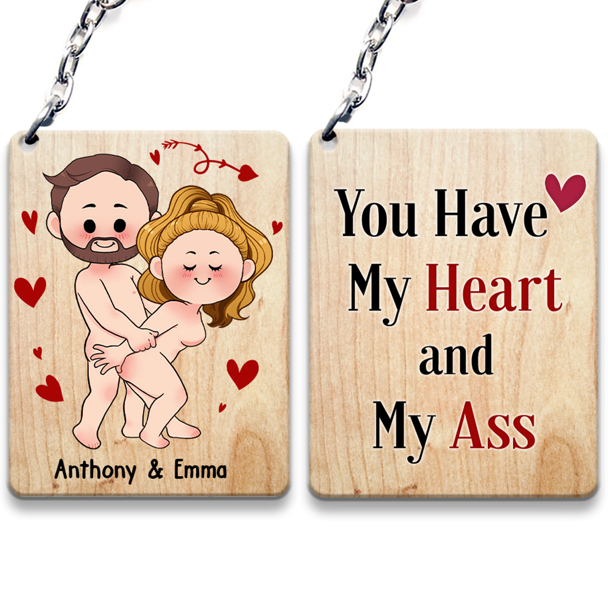 I Love You - Personalized Couple Keychain (Printed On Both Sides)