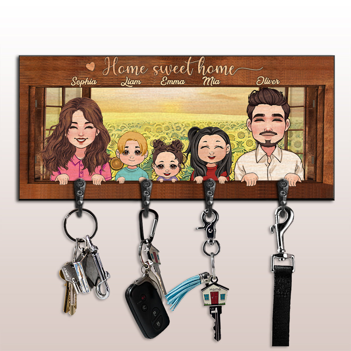 Home Sweet Home - Personalized Family Key Rack
