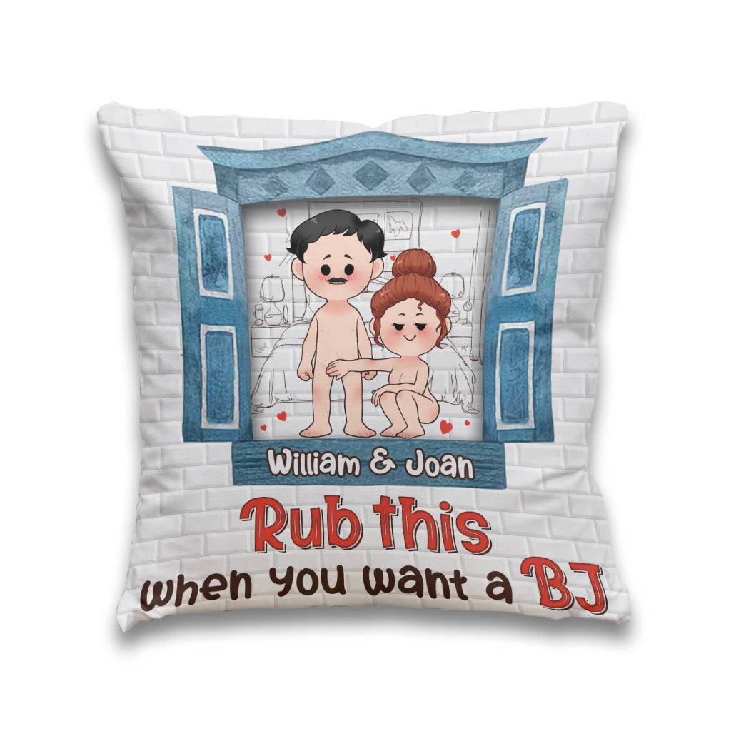 Rub This - Couple gift for wife, husband, girlfriend, boyfriend - Personalized Throw Pillow