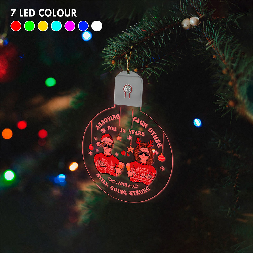 Annoying Each Other - Personalized Christmas Couple Round Led Acrylic Ornament