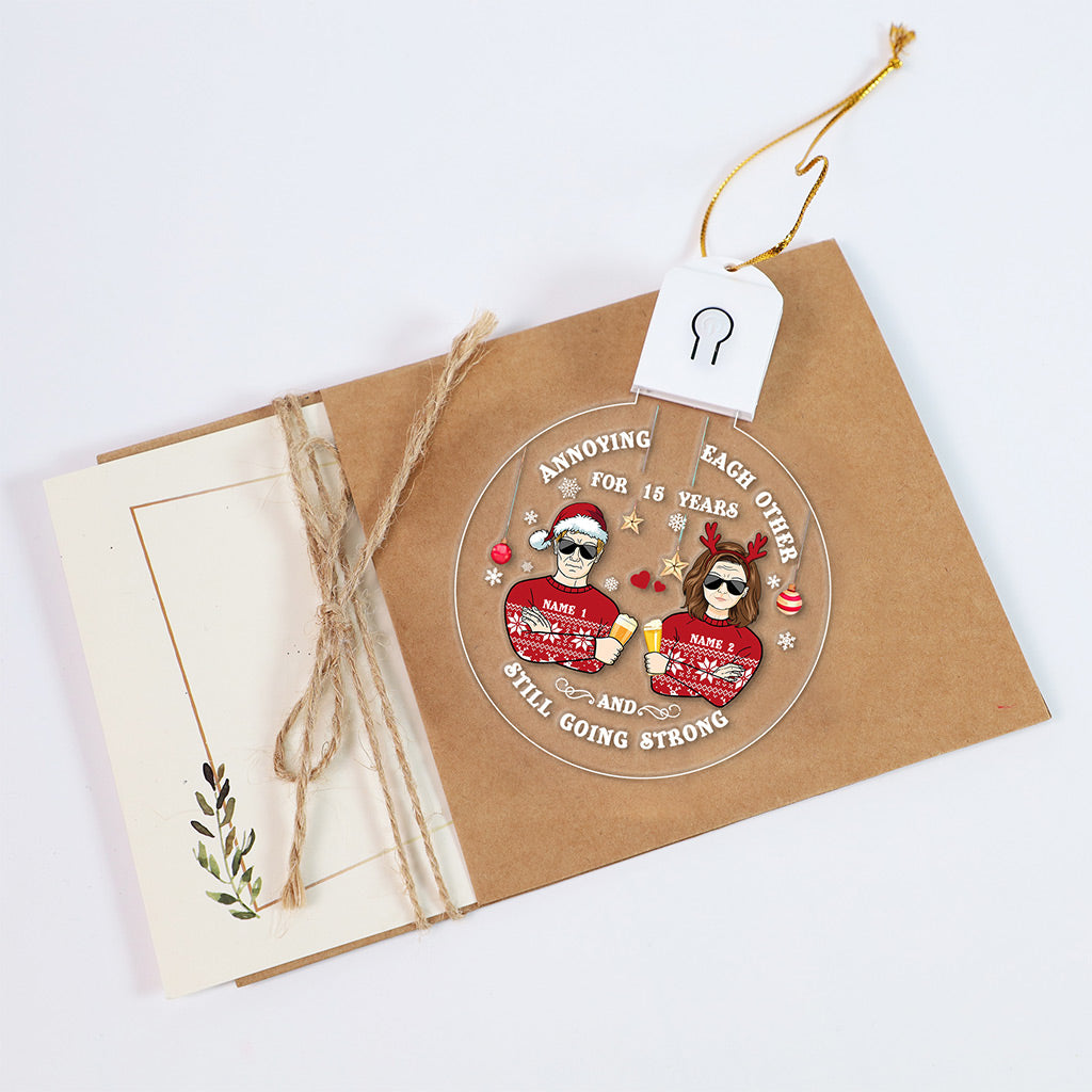 Annoying Each Other - Personalized Christmas Couple Round Led Acrylic Ornament
