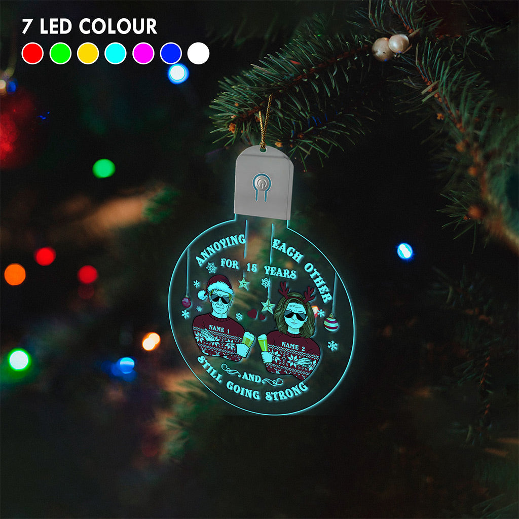 Annoying Each Other - Personalized Christmas Couple Round Led Acrylic Ornament