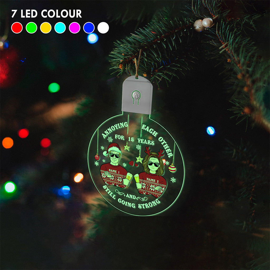 Annoying Each Other - Personalized Christmas Couple Round Led Acrylic Ornament