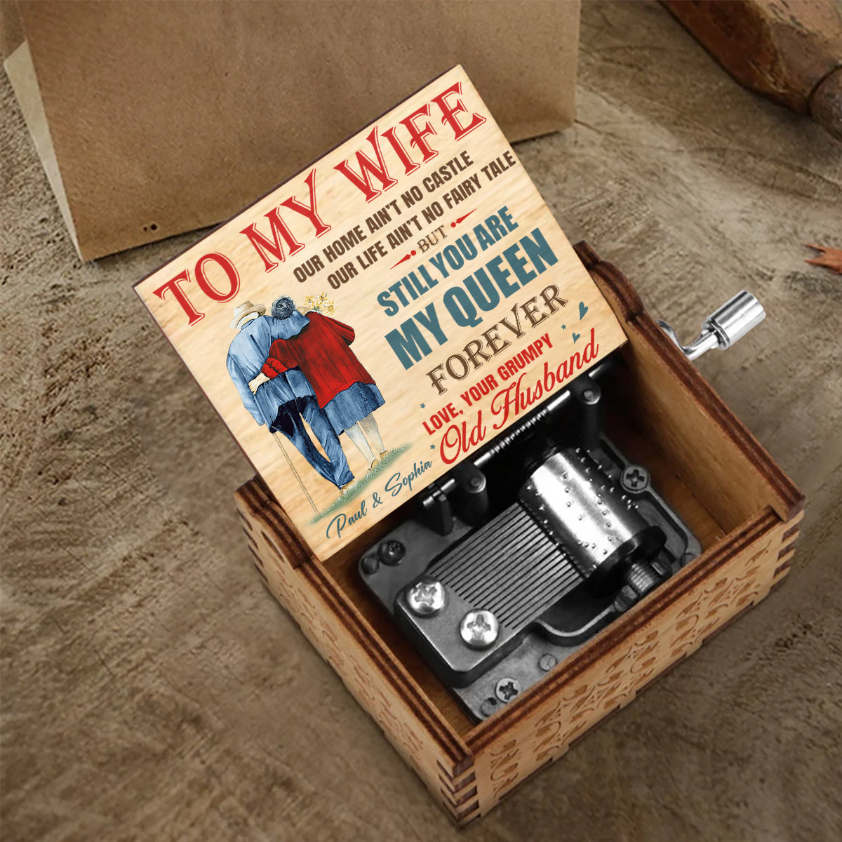 You Are My Queen Forever - Personalized Couple Hand Crank Music Box