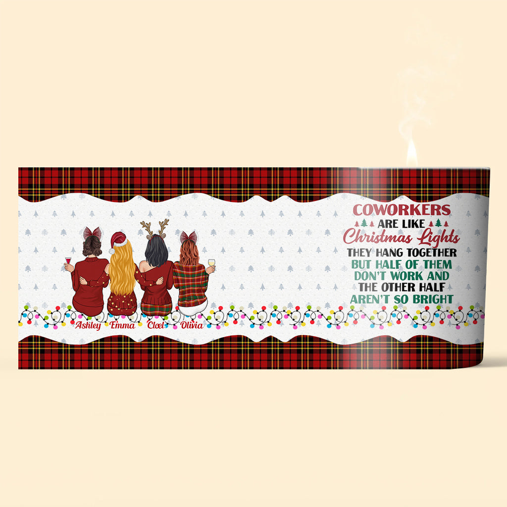 Coworkers Are Like Christmas Lights - Personalized Colleague Candle With Wooden Lid