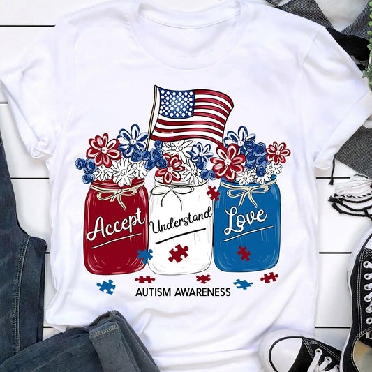 American Flag Autism Awareness T-shirt and Hoodie 0523