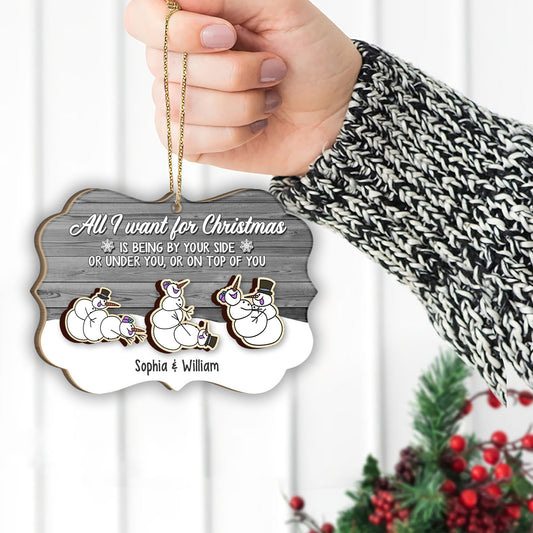 All I Want For Christmas - Personalized Couple 2 Layered Piece Ornament