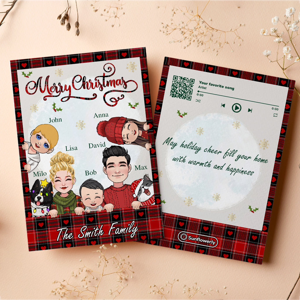 Merry Christmas Snowman - Personalized Family Greeting Card