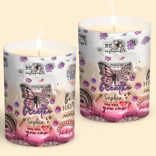 Positive Affirmations Butterfly - Personalized Butterfly Candle With Wooden Lid