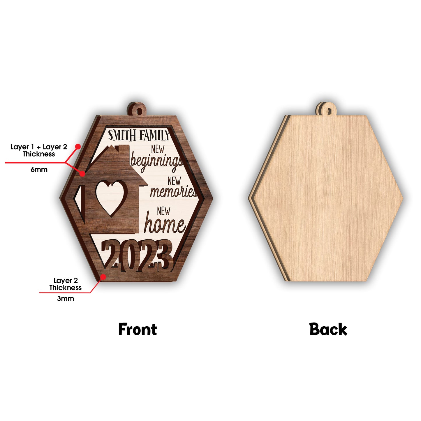 Neubeginn, neue Erinnerungen, neues Zuhause – Personalisierter Einzugsschmuck, zweiteilig