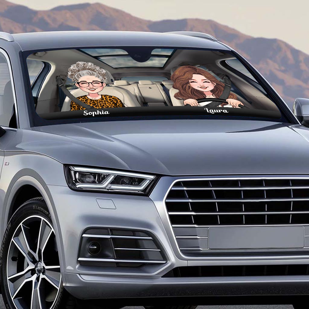 Adventure Awaits - Husband And Wife gift for wife, husband, girlfriend, boyfriend, mom, dad - Personalized Car Sunshade