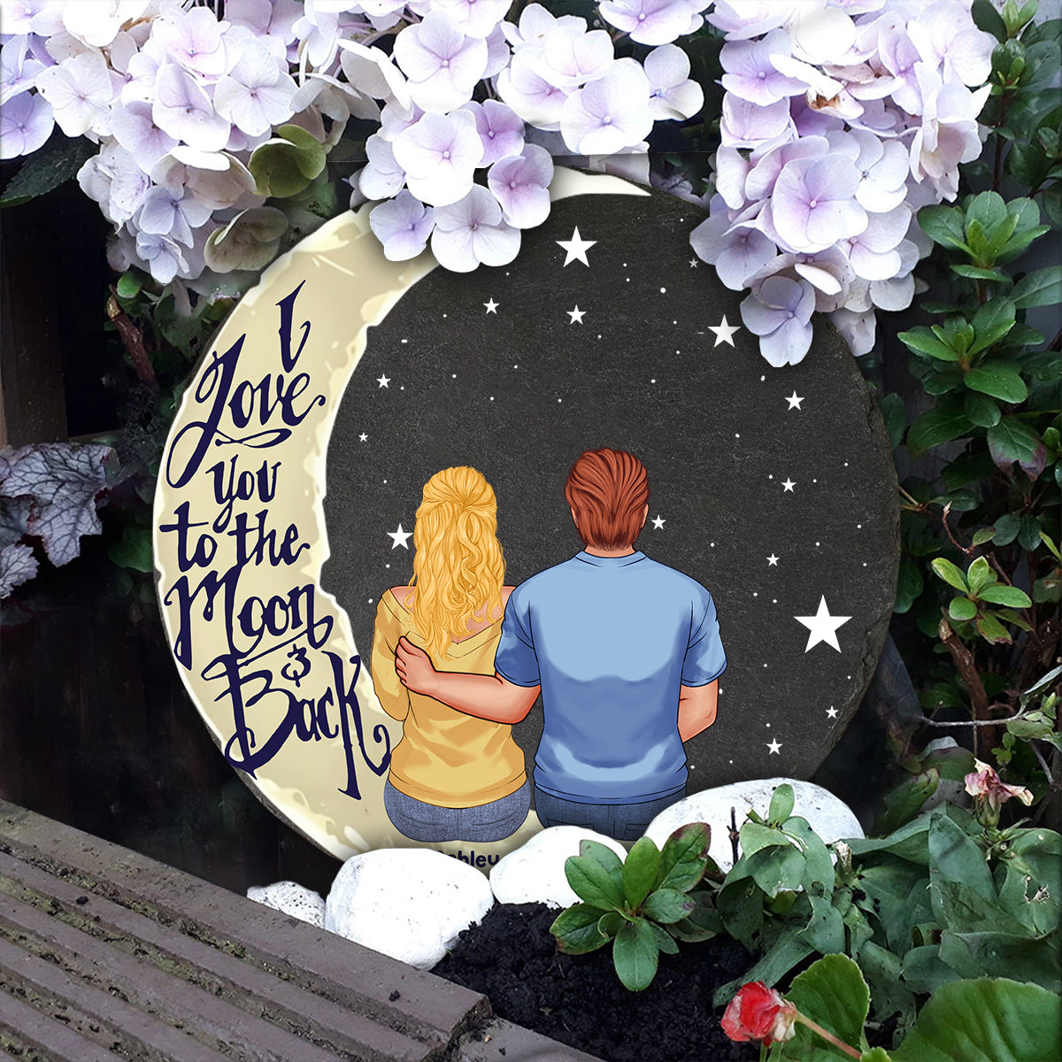 I Love You To The Moon And Back - Personalized Couple Round Shaped Stone