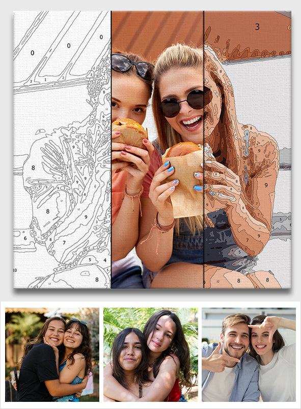 Custom Photo - Personalized Sibling Paint By Numbers Kit