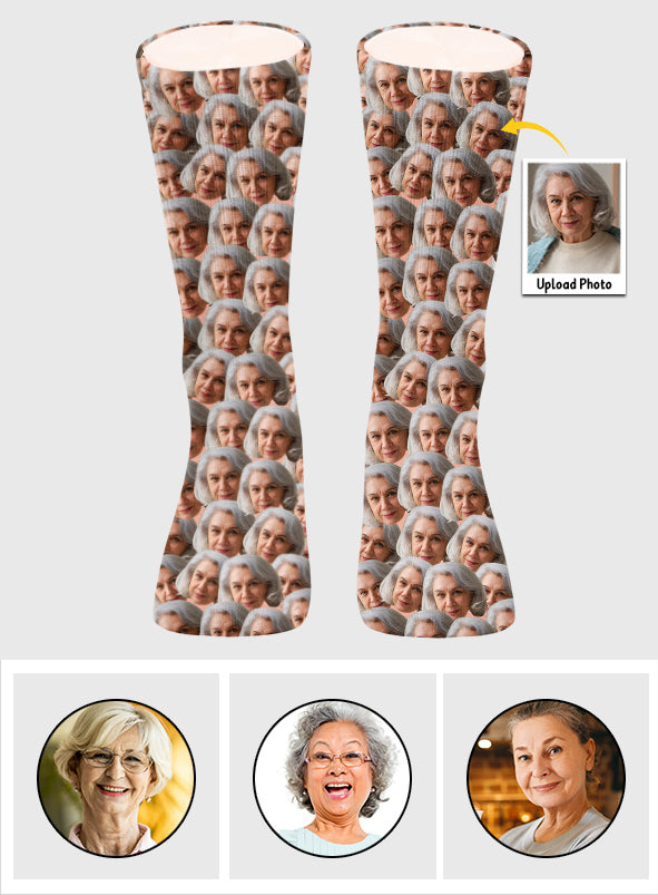 Customizable Printed Face - Personalized Grandma Socks
