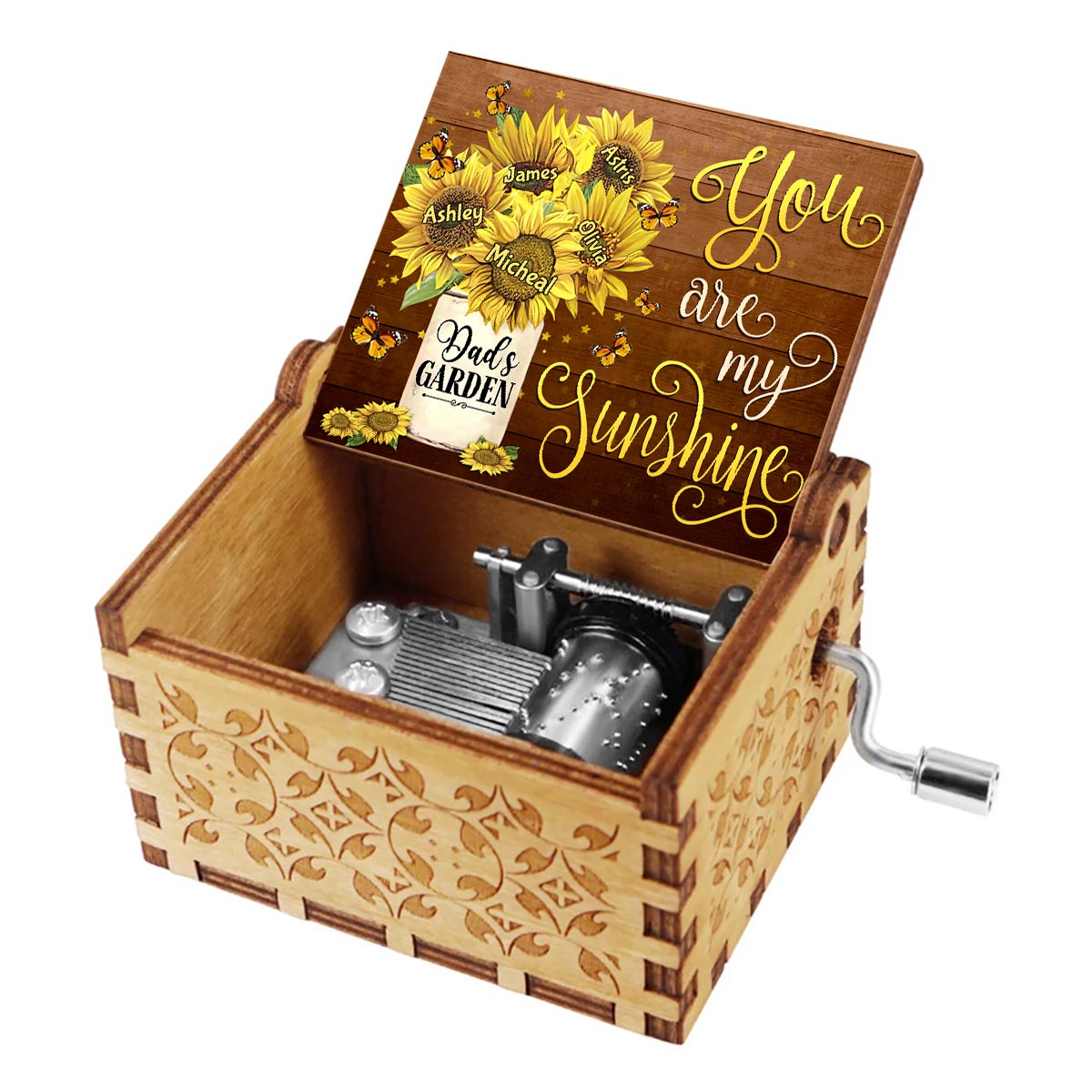 You Are My Sunshine - Gift for grandma, dad, mom, grandpa - Personalized Hand Crank Music Box