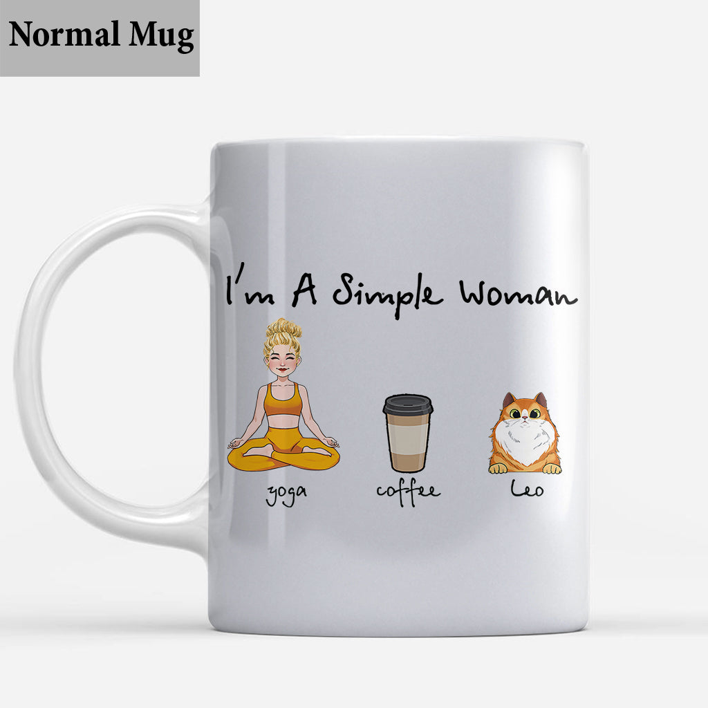I'm A Simple Woman - Yoga gift for dog lover, cat lover, cat lover - Personalized Mug
