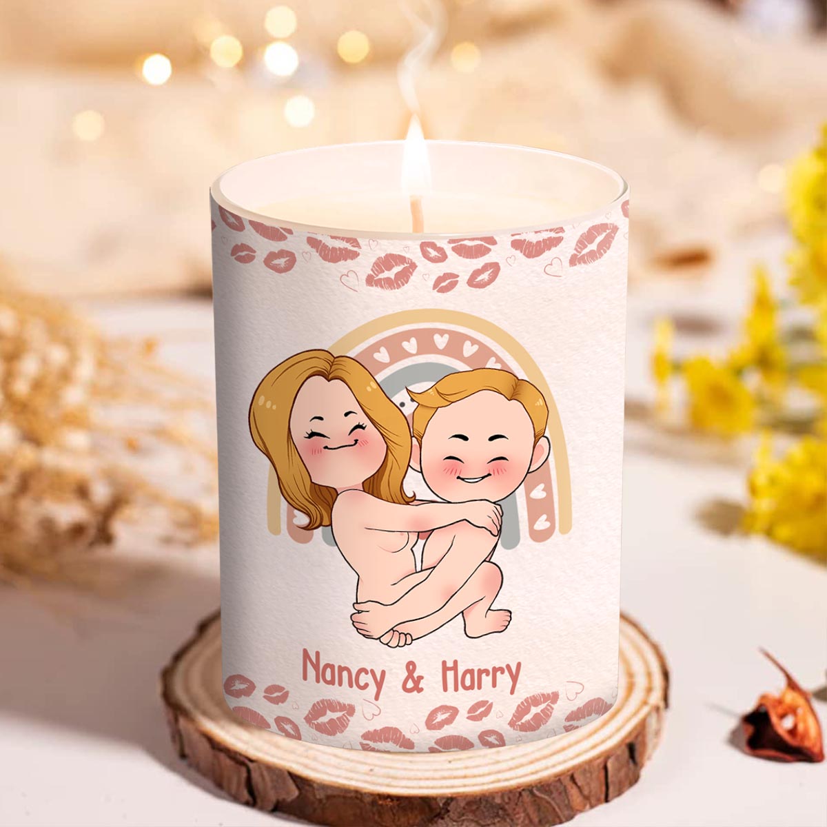 Welcome To The Poundtown Inappropriate Adult - Personalized Couple Candle With Wooden Lid