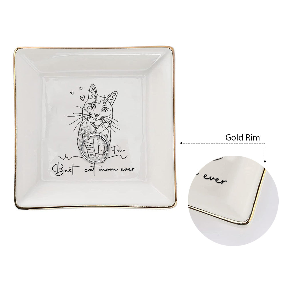 Best Cat Mom / Dog Mom Ever - Gift for cat lovers, dog lover - Personalized Jewelry Dish