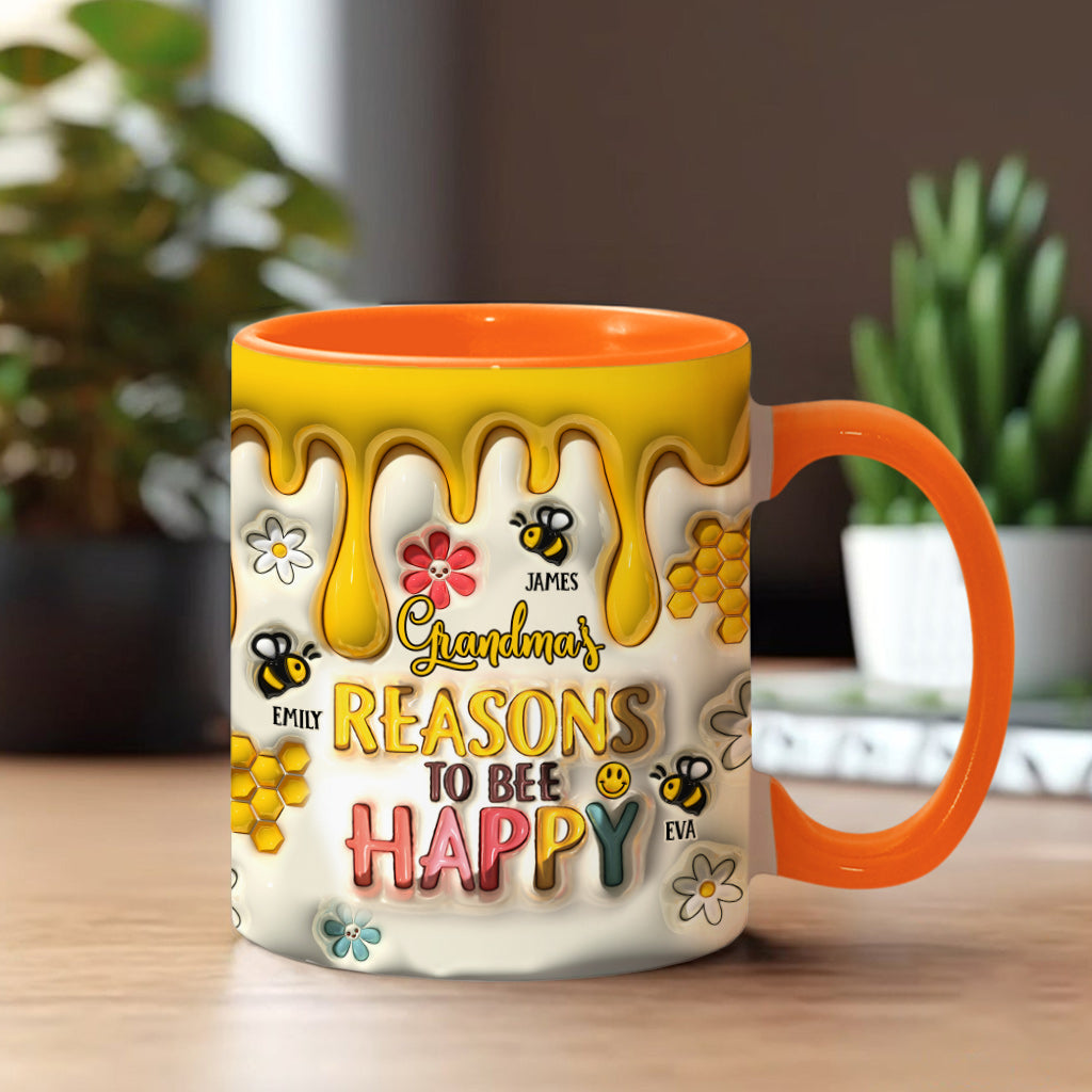 Grandma’s Reasons To Bee Happy - Gift for grandma - Personalized Accent Mug
