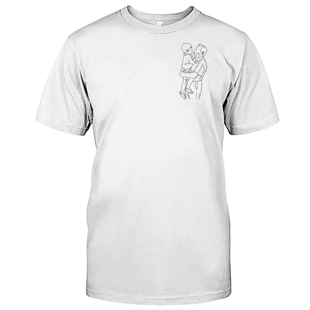 Custom Line Art - Personalized Grandpa Embroidered T-shirt