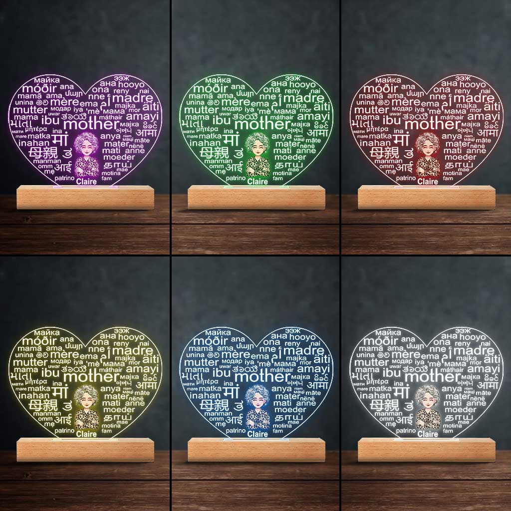 International Language - Personalized Mother's Day Mother Shaped Plaque Light Base