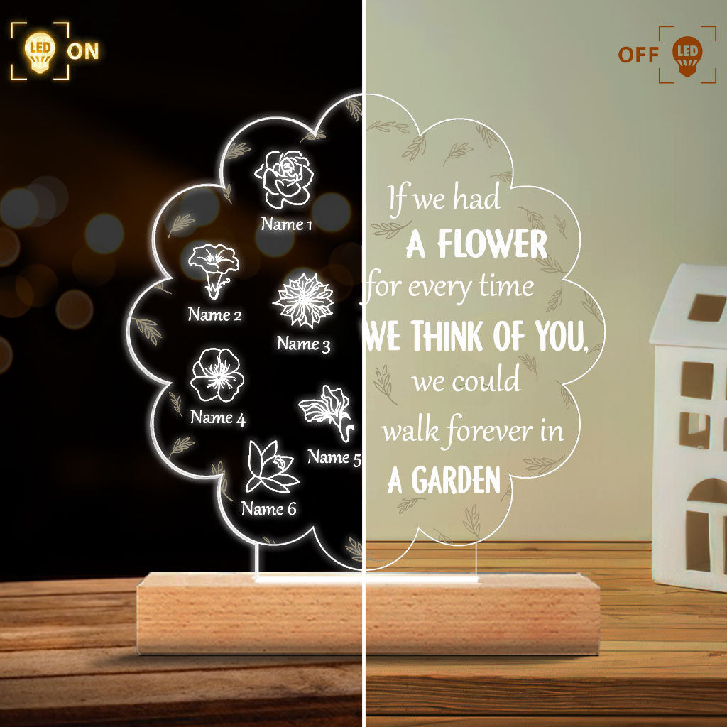 If We Had A Flower For Everytime We Think Of You - Gift for mom, grandma, aunt - Personalized Shaped Plaque Light Base