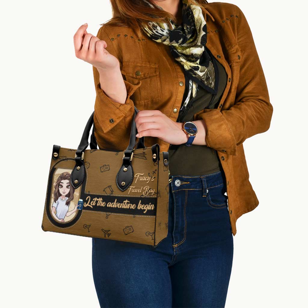 Let The Adventure Begin Travel Bag - Personalized Travelling Leather Handbag