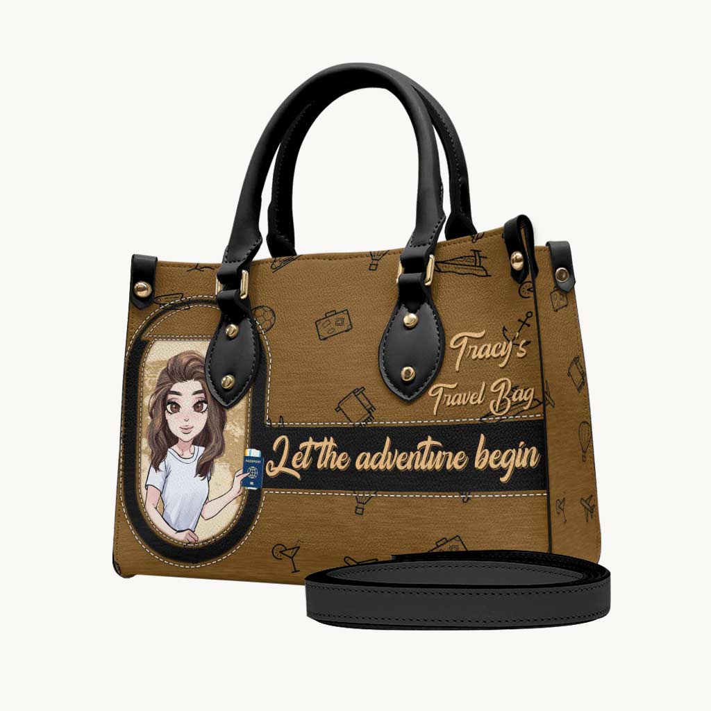 Let The Adventure Begin Travel Bag - Personalized Travelling Leather Handbag