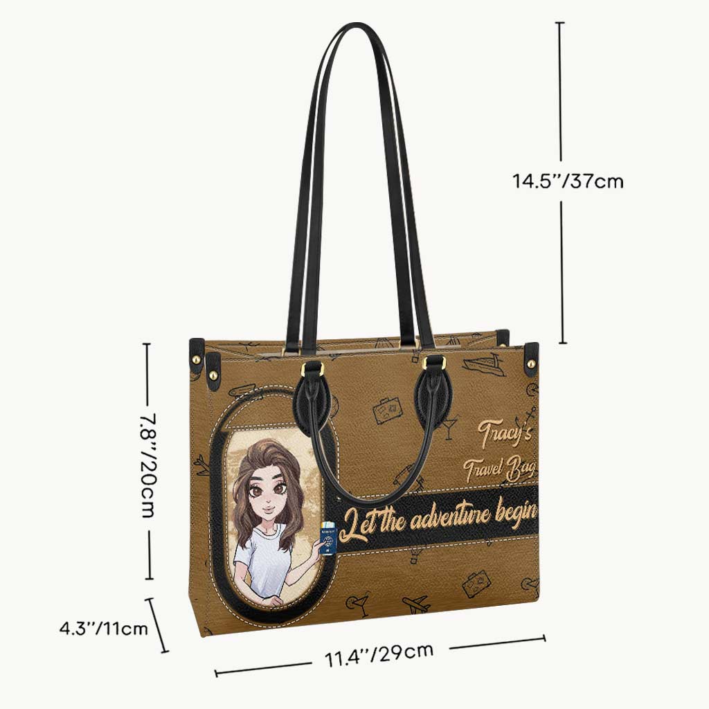Let The Adventure Begin Travel Bag - Personalized Travelling Leather Handbag