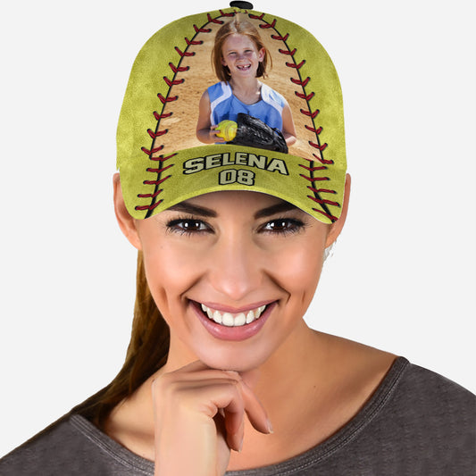 Play Like A Girl Try To Keep Up - Personalized Softball Classic Cap