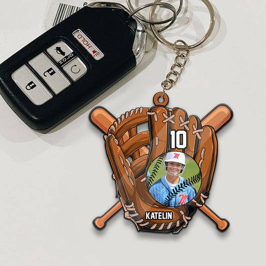 Play Like A Girl Try To Keep Up - Personalized Softball Keychain