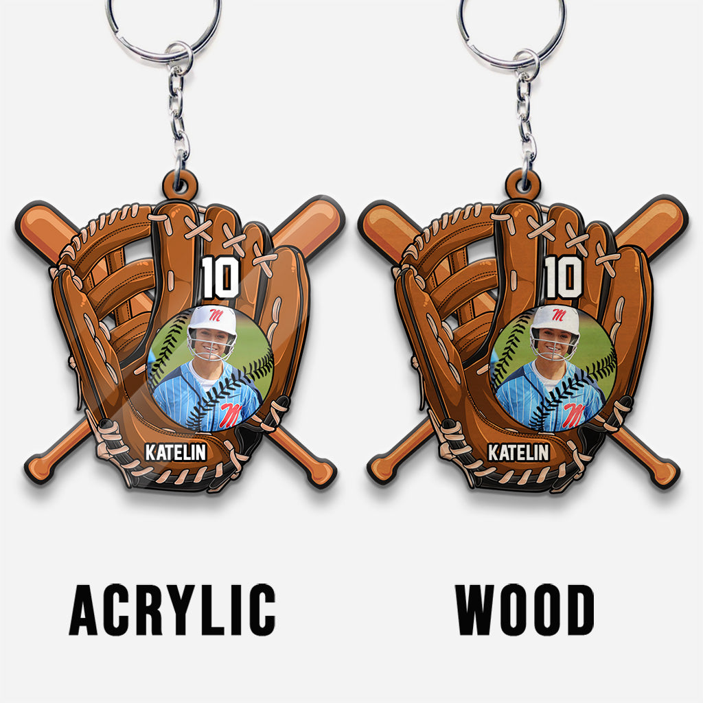 Play Like A Girl Try To Keep Up - Personalized Softball Keychain