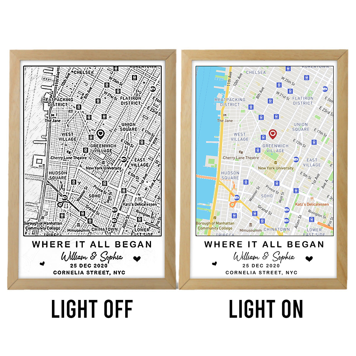 Where It All Began - Personalized Couple Light Photo Frame