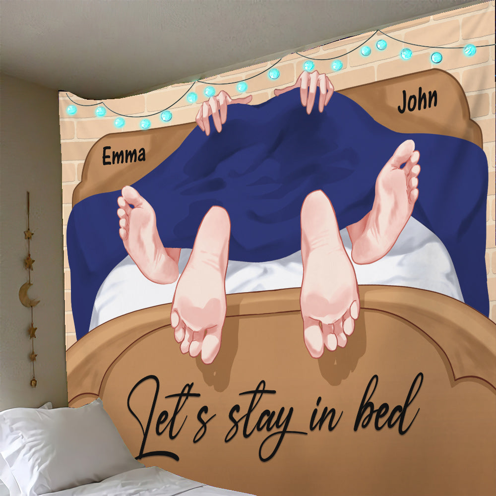 Let's Stay In Bed - Personalized Couple Wall Tapestry