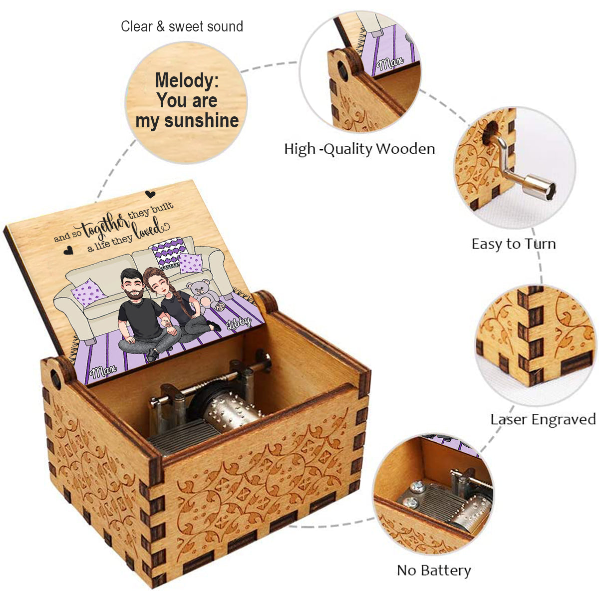 And So Together They Built A Life They Loved - Couple gift for husband, wife, boyfriend, girlfriend - Personalized Hand Crank Music Box