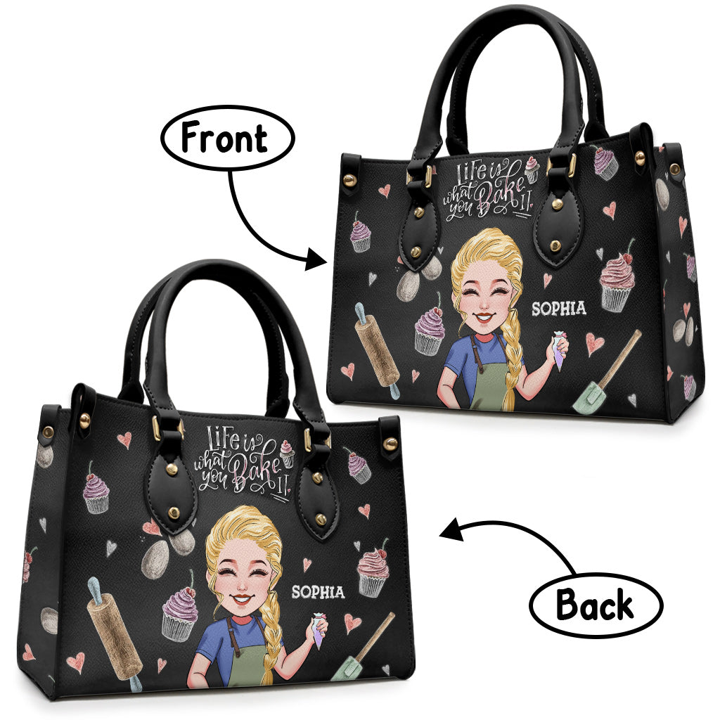 Life Is What You Bake It - Personalized Baking Leather Handbag