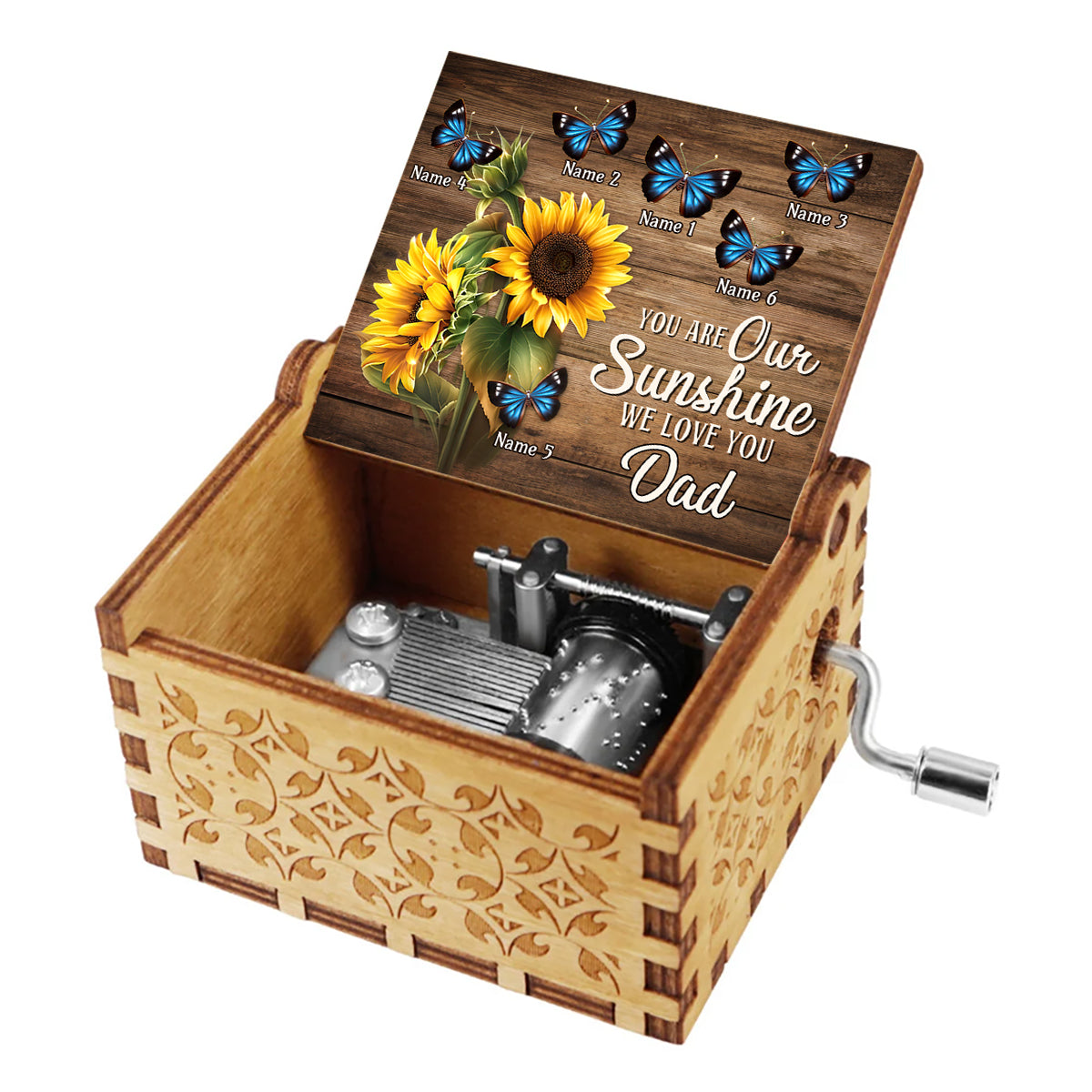 You Are My Sunshine - Gift for grandma, dad, mom, grandpa - Personalized Hand Crank Music Box