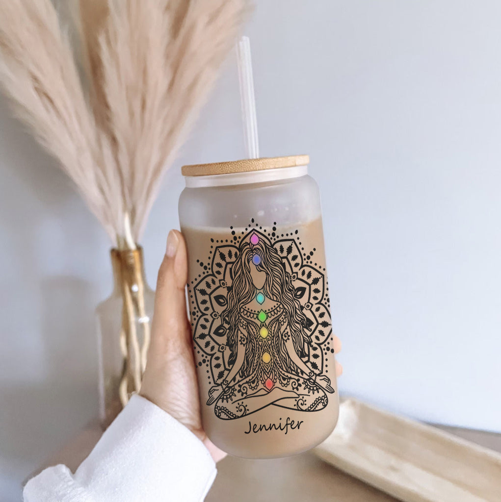 I Am Divine - Personalized Yoga Can Glass